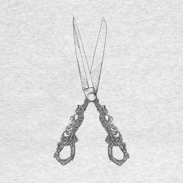 Vintage scissors black and white lineart by VenyGret